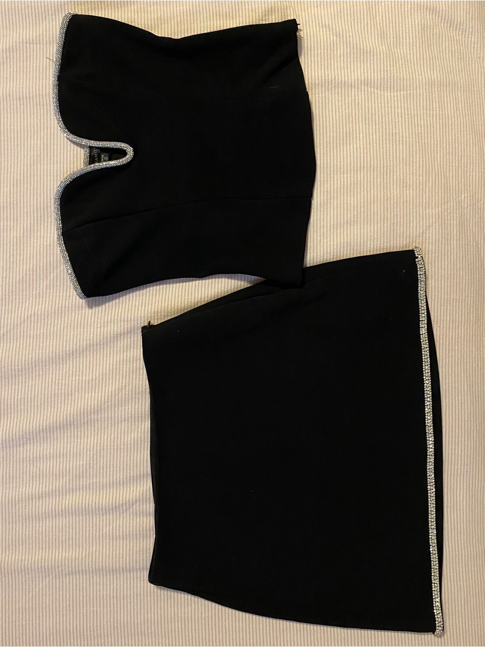 Dynamite Black Two-Piece Skirt Set with Silver Trim